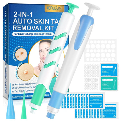 2-IN-1 Auto Skin Tag Removal Tool Kit Painless Mole Acne Wart Removal Pen Body Wart Dot Treatment Remover Facial Skin Care Tools