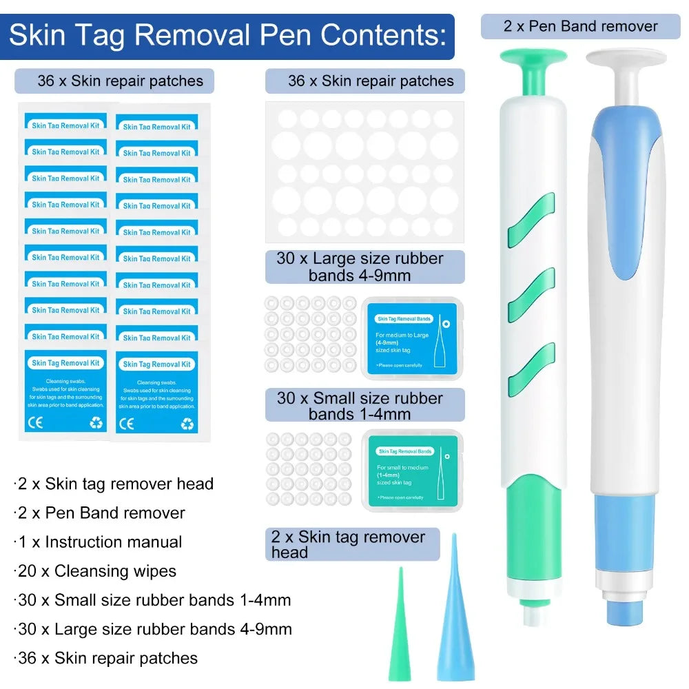 2-IN-1 Auto Skin Tag Removal Tool Kit Painless Mole Acne Wart Removal Pen Body Wart Dot Treatment Remover Facial Skin Care Tools